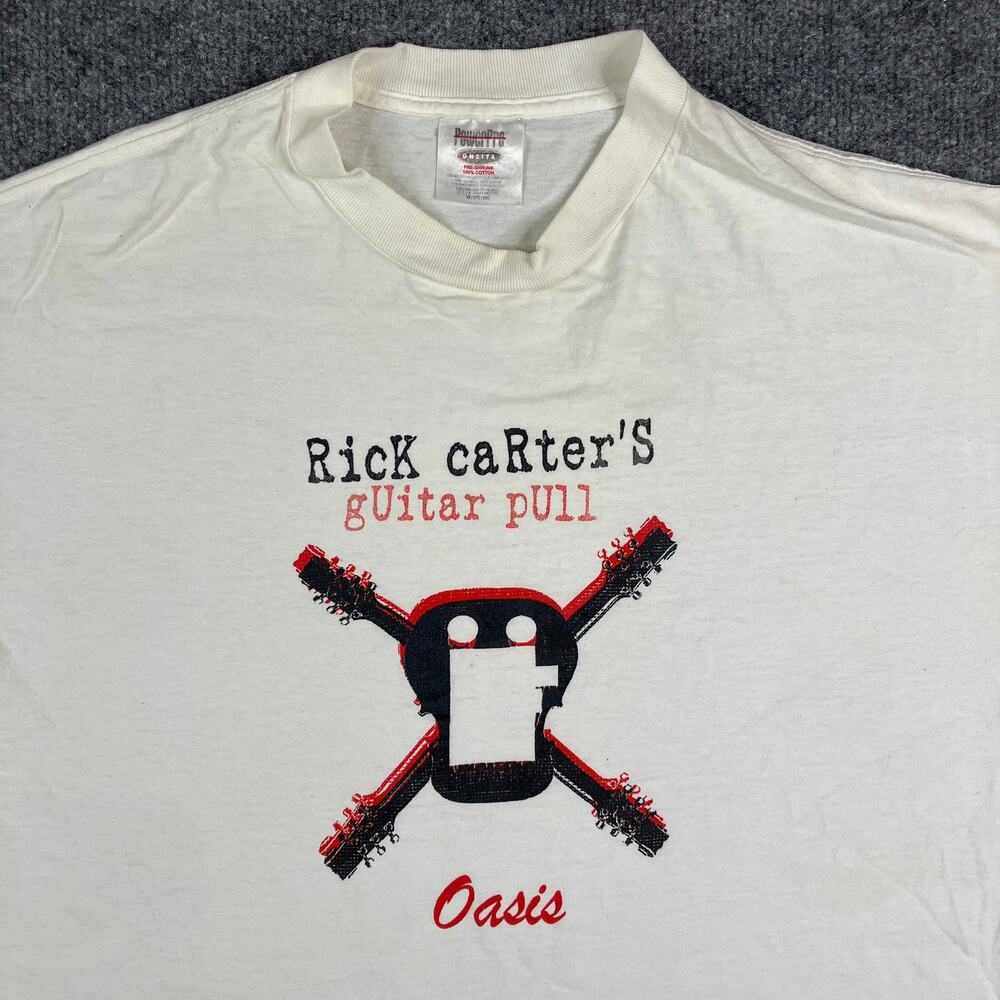 PowerPro T-Shirt Mens 2XL White‎ Rick Carter Guitar Pull Oasis Music Graphic Tee